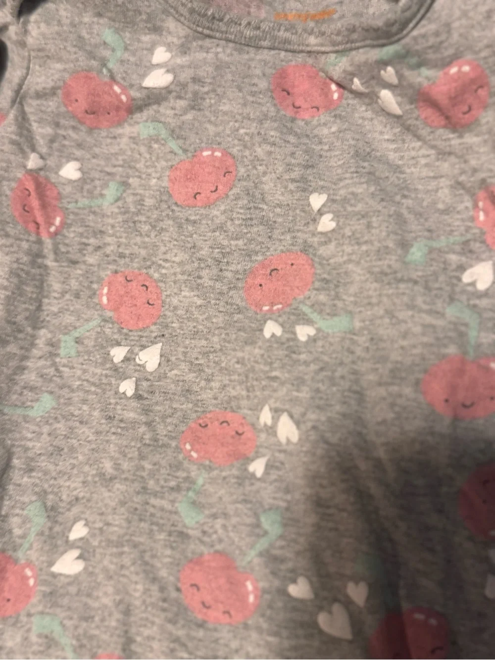 Carter's Gray Bodysuit with Pink Fruit Print